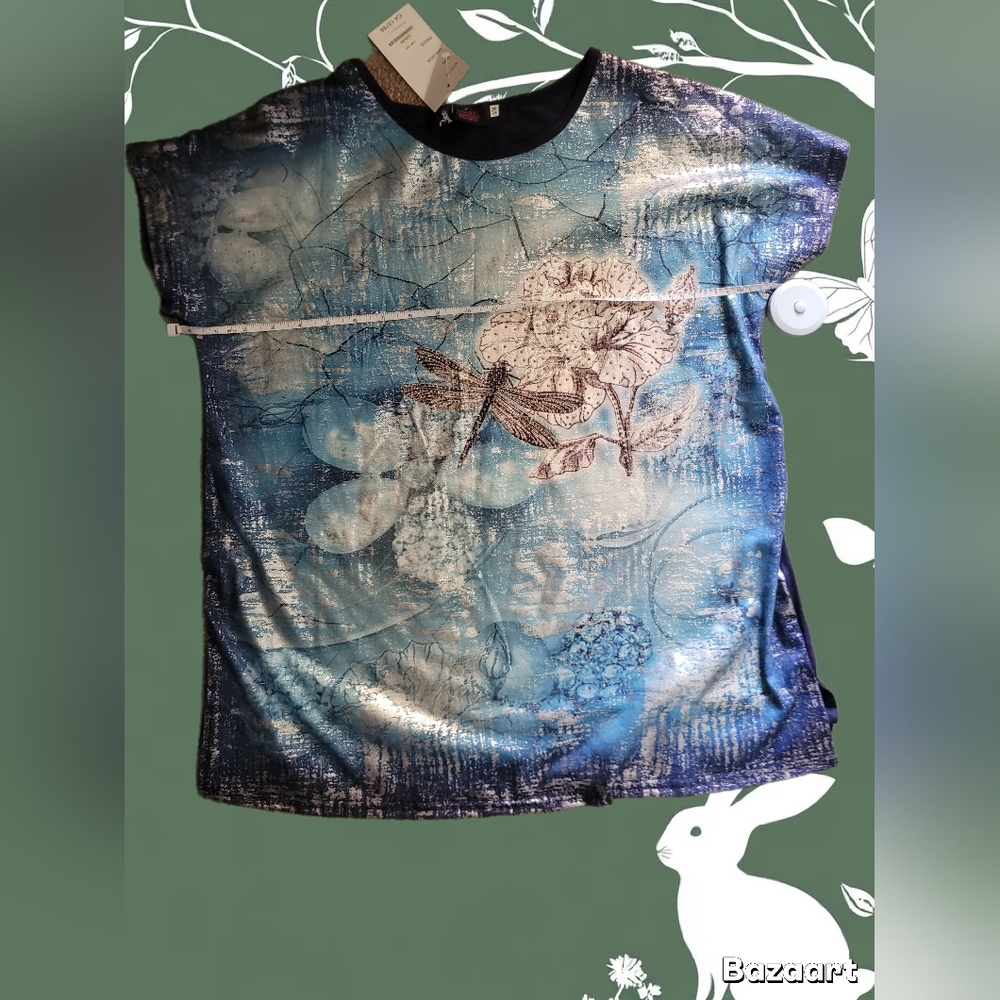 Blue Floral Womens Shirt - Picture 2 of 7